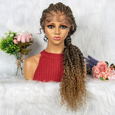 Ombre Brown Front Lace Cornrow Braided Wig with Baby Hair
